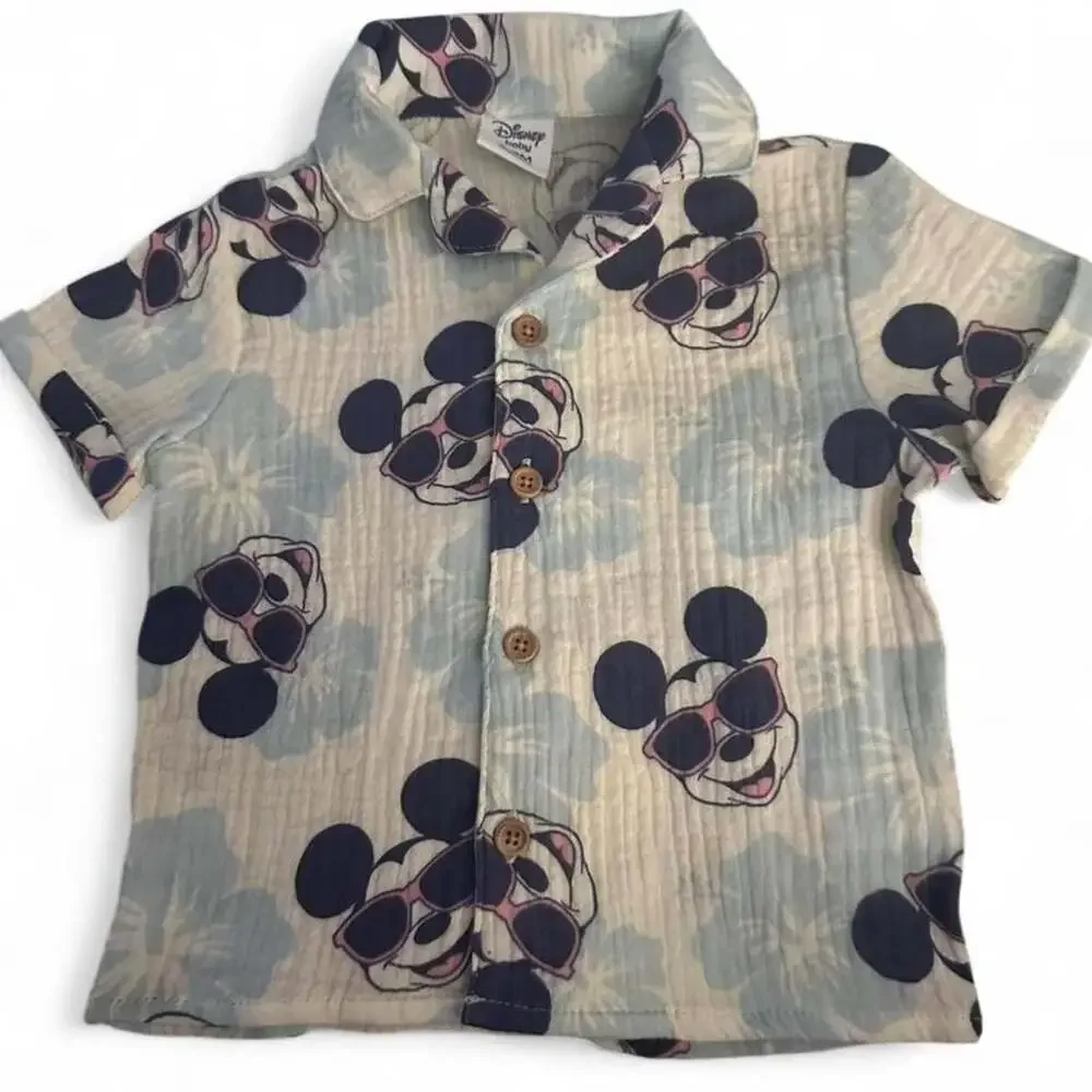 Baby Boy 2-Piece Set: Carter's Dinosaur Outfit and Disney Mickey Mouse Shirt (9